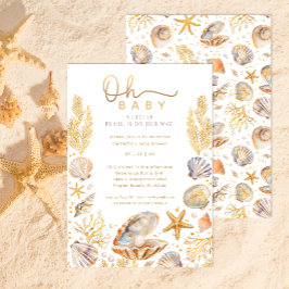Vattenfärg Ocean Little Pearl Baby Shower Inbjudningar