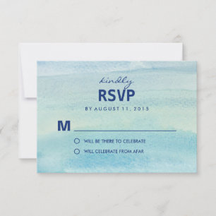 Vattenfärg Ocean RSVP / Bröllopsvarskort OSA Kort