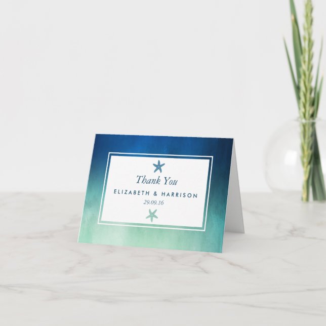 Vattenfärg Ocean Starfish Beach Wedding Tack (Framsida)