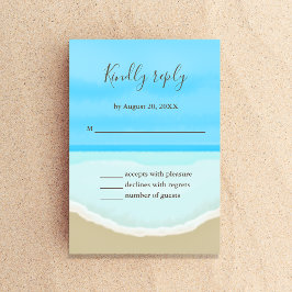 Vattenfärg Ocean Strand Bröllop RSVP-kort OSA Kort