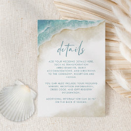 Vattenfärg Ocean Strand Sommar Bröllop Detaljer Tilläggskort