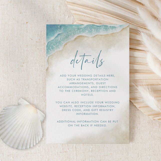 Vattenfärg Ocean Strand Sommar Bröllop Detaljer Tilläggskort (Skapare uppladdad)