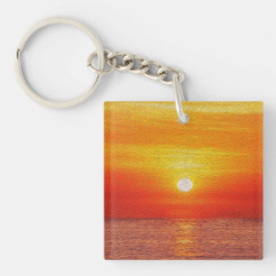 Vattenfärg Ocean Sunset Summer Beach Vågar