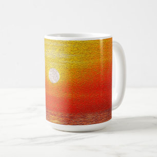 Vattenfärg Ocean Sunset Summer Beach Vågar Kaffemugg