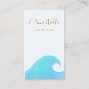 Vattenfärg Oceanen Wave Kustal Real Gods Visitkort