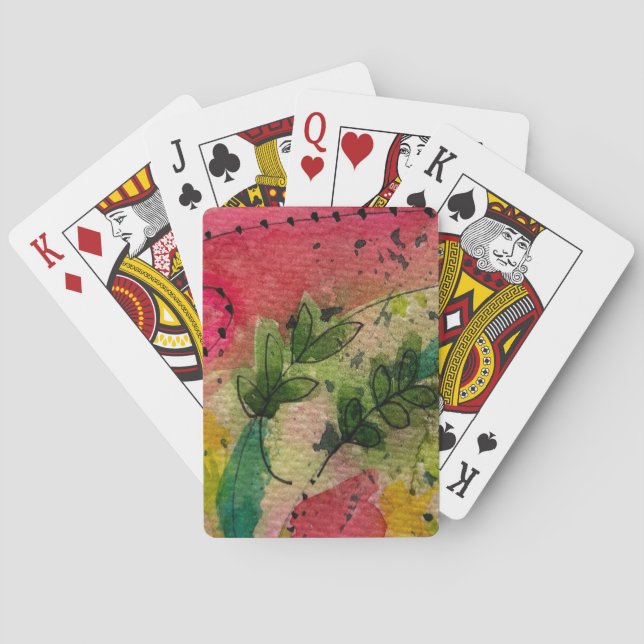 Vattenfärg och Abstrakt i Bläck- Casinokort (Baksidan)