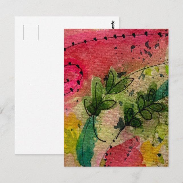 Vattenfärg och Abstrakt i Bläck- Vykort (Fram/baksida)