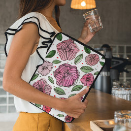 Vattenfärg och bläck-blommor - rosa och grönt laptop sleeve