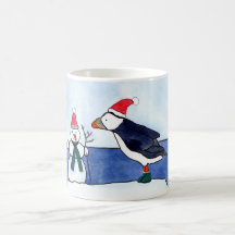 Vattenfärg och bläck för Puffin gullig