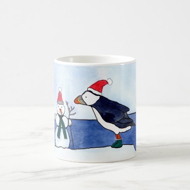 Vattenfärg och bläck för Puffin gullig Kaffemugg (Center)