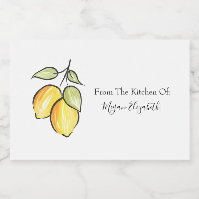 Vattenfärg och Bläck Lemons Mat Etiketter (Singel etikett)