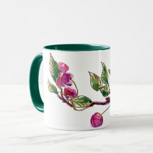 Vattenfärg och Bläck Teckning Cherry Gren art Mugg