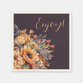 Vattenfärg och blommor-Lila-njoy- Pappersservett