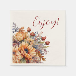 Vattenfärg och blommor - njut- pappersservett