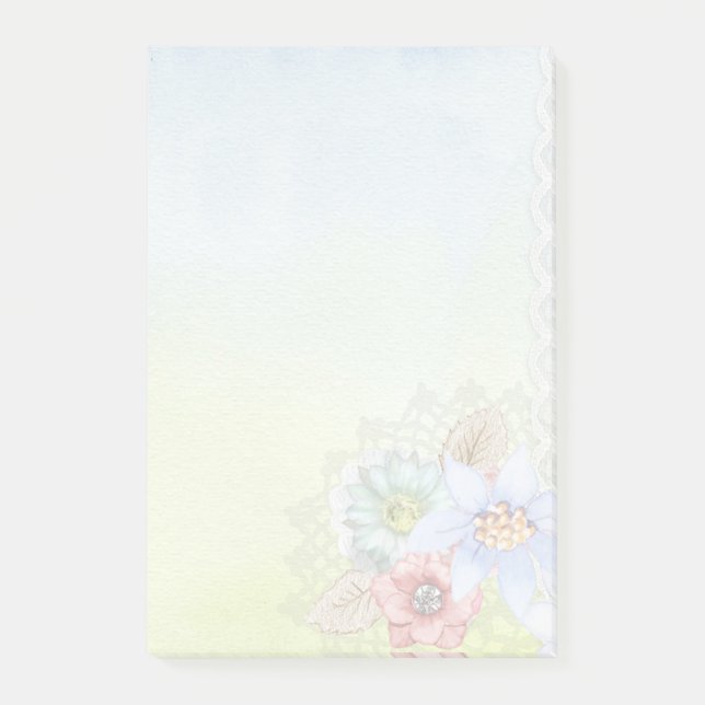 Vattenfärg och blommor post-it block (Framsida)