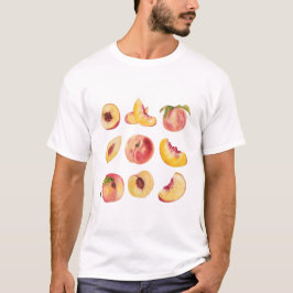 Vattenfärg och färglösa färska persikoskivor. t shirt