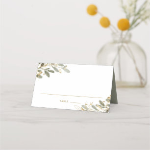 Vattenfärg och faux guldfoil Eucalyptus Löv Placeringskort