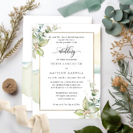 Vattenfärg och Greenery Eucalyptus Elegant bröllop Inbjudningar