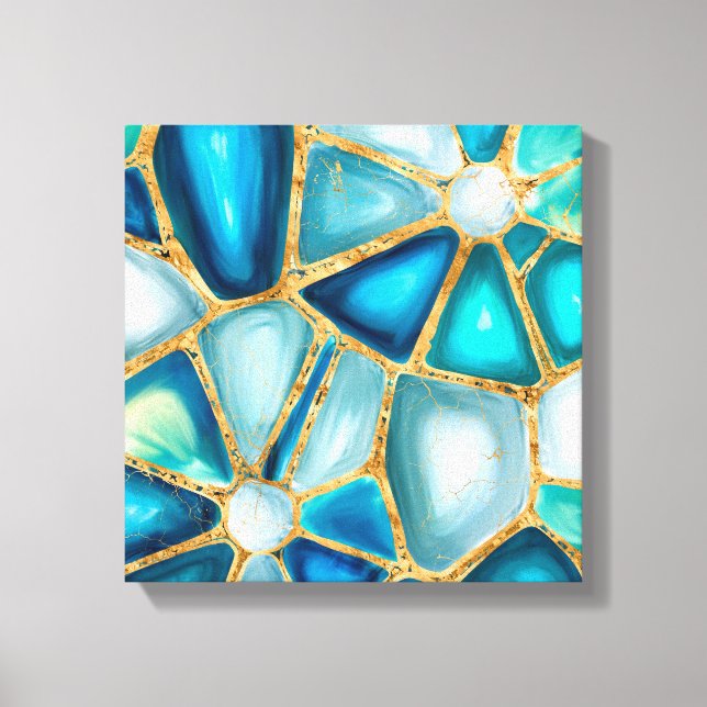 Vattenfärg och guld-celler - hav canvastryck (Framsida)