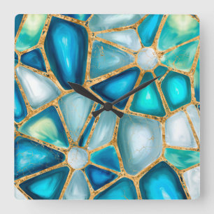 Vattenfärg och guld-celler - hav fyrkantig klocka