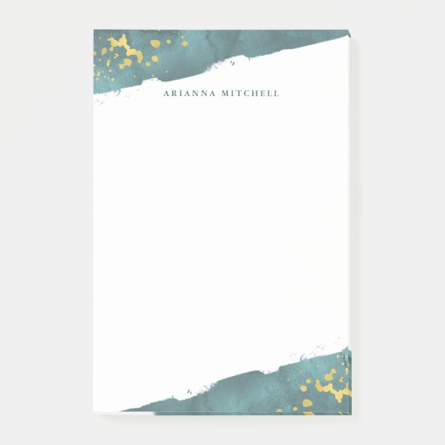 Vattenfärg och guld för krickaromantik | post-it block (Framsida)