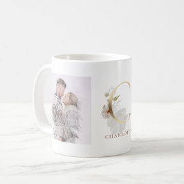 Vattenfärg och Guld | Två foto Brev C Monogram Kaffemugg