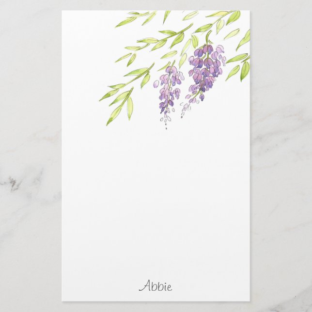 Vattenfärg och Pen Wisteria Brevpapper (Framsida)