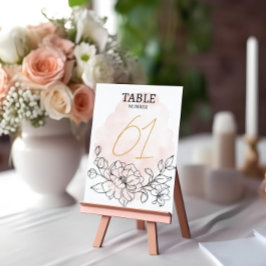  vattenfärg och svart Blommigt Elegant bröllop Bordsnummer