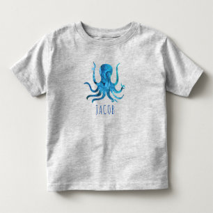 Vattenfärg Octopus Marine Kids Personlig T Shirt