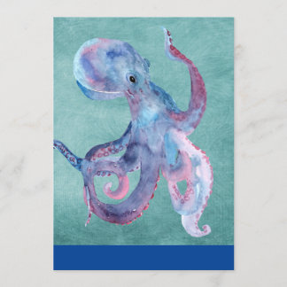 Vattenfärg, oktopus inbjudningar