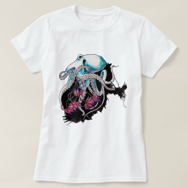 Vattenfärg, oktopus t shirt (Design framsida)