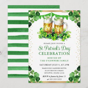Vattenfärg öl-pint St Patrick's Day Inbjudningar