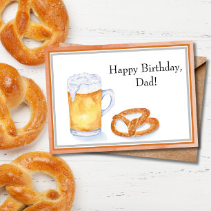 Vattenfärg Öl & Pretzel Födelsedag Pappa Kort
