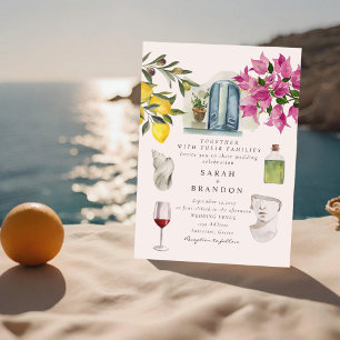 Vattenfärg Olive Blue (blått område) Grekland Bröl Inbjudningar