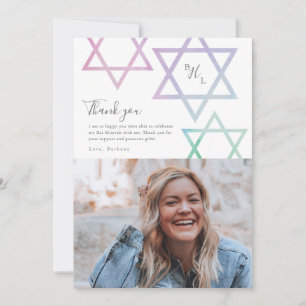 Vattenfärg Ombré Foto Bat Mitzvah Tacksamhetskort Kort