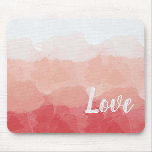 Vattenfärg Ombre Red och Rosa Gradient Kärlek Musmatta