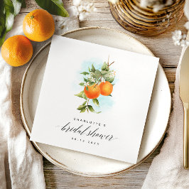 Vattenfärg Orange Citrus Bröllopsdusch Pappersservett