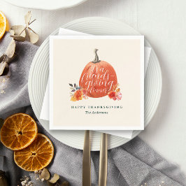Vattenfärg Orange Pumpa Vänner Thanksgiving Middag Pappersservett