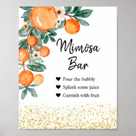 Vattenfärg Orange Sommar Mimosa Bar Skylt