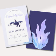 Vattenfärg Orca Val Baby Shower