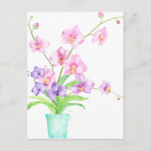 Vattenfärg Orchid i Pot Vykort