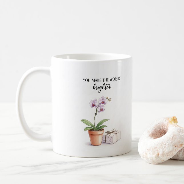 Vattenfärg Orkidé Inspirerande Mugg (Med munk)