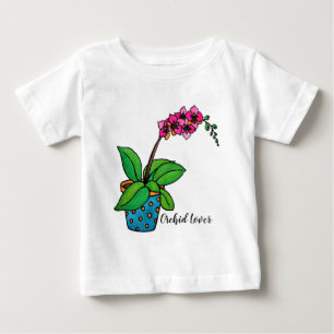 Vattenfärg orkidé planta i vacker kruka t shirt