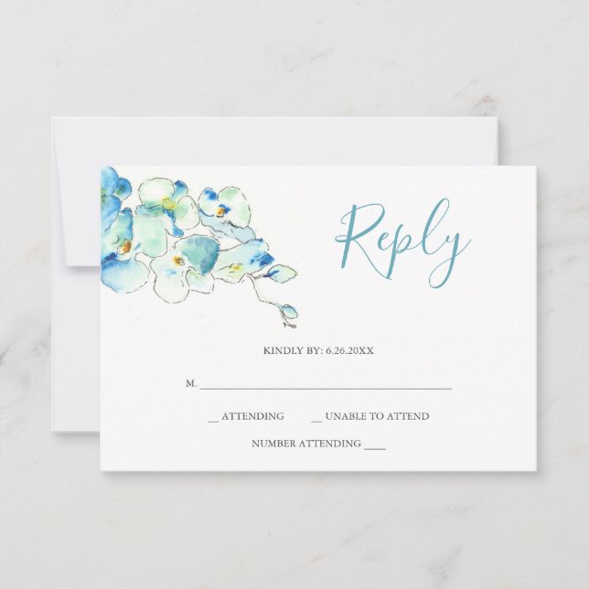 Vattenfärg orkidéblomma svara RSVP-kort OSA Kort (Framsida)