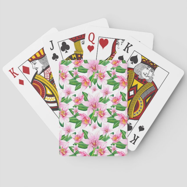 Vattenfärg Orkidéer Design 12  Casinokort (Baksidan)
