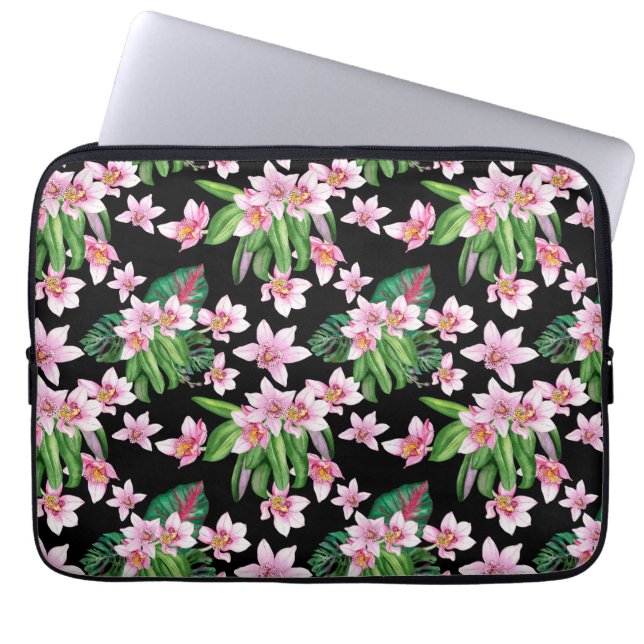 Vattenfärg Orkidéer Design 27  Laptop Fodral (Framsidan)