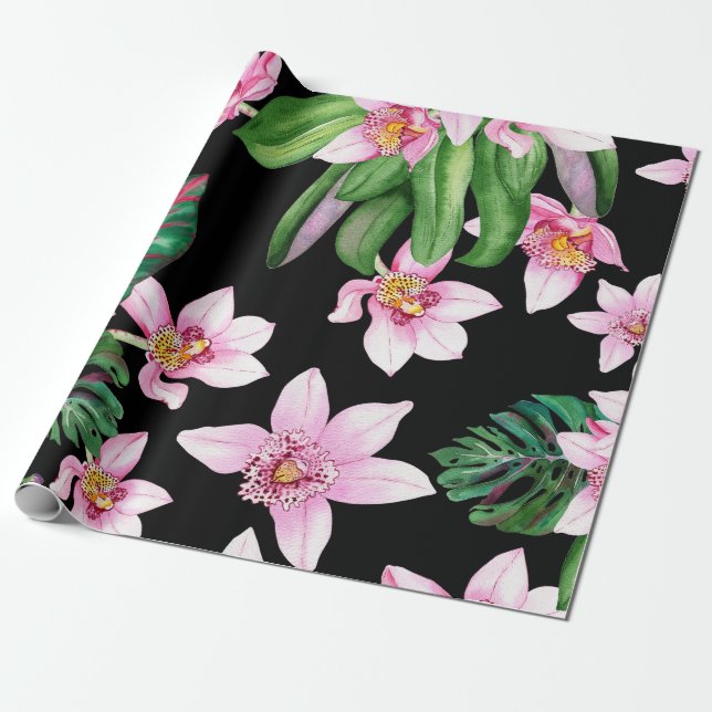 Vattenfärg Orkidéer Design 27 Presentpapper (Utrullad)