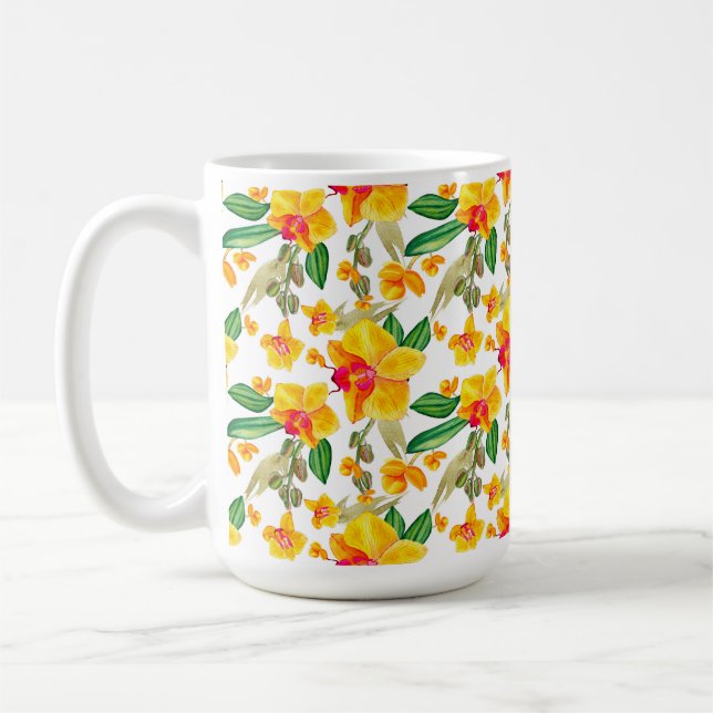 Vattenfärg Orkidéer Design 9  Kaffemugg (Vänster)