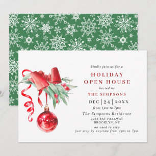 Vattenfärg Ornament CHRISTMAS HELGDAG ÖPPET HUS Inbjudningar
