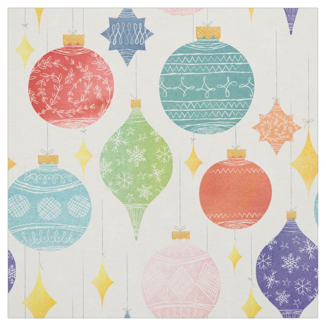 Vattenfärg Ornament jul Helgdag Patternt Tyg (Provkarta)